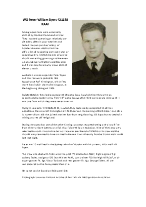 A preview of a PDF biography for Byers, Peter William